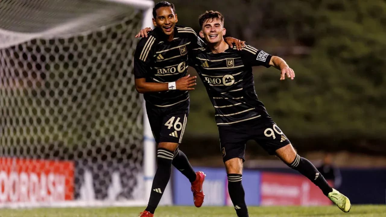 Los Angeles FC II players celebrating a goal Los Angeles FC II players celebrating a goal