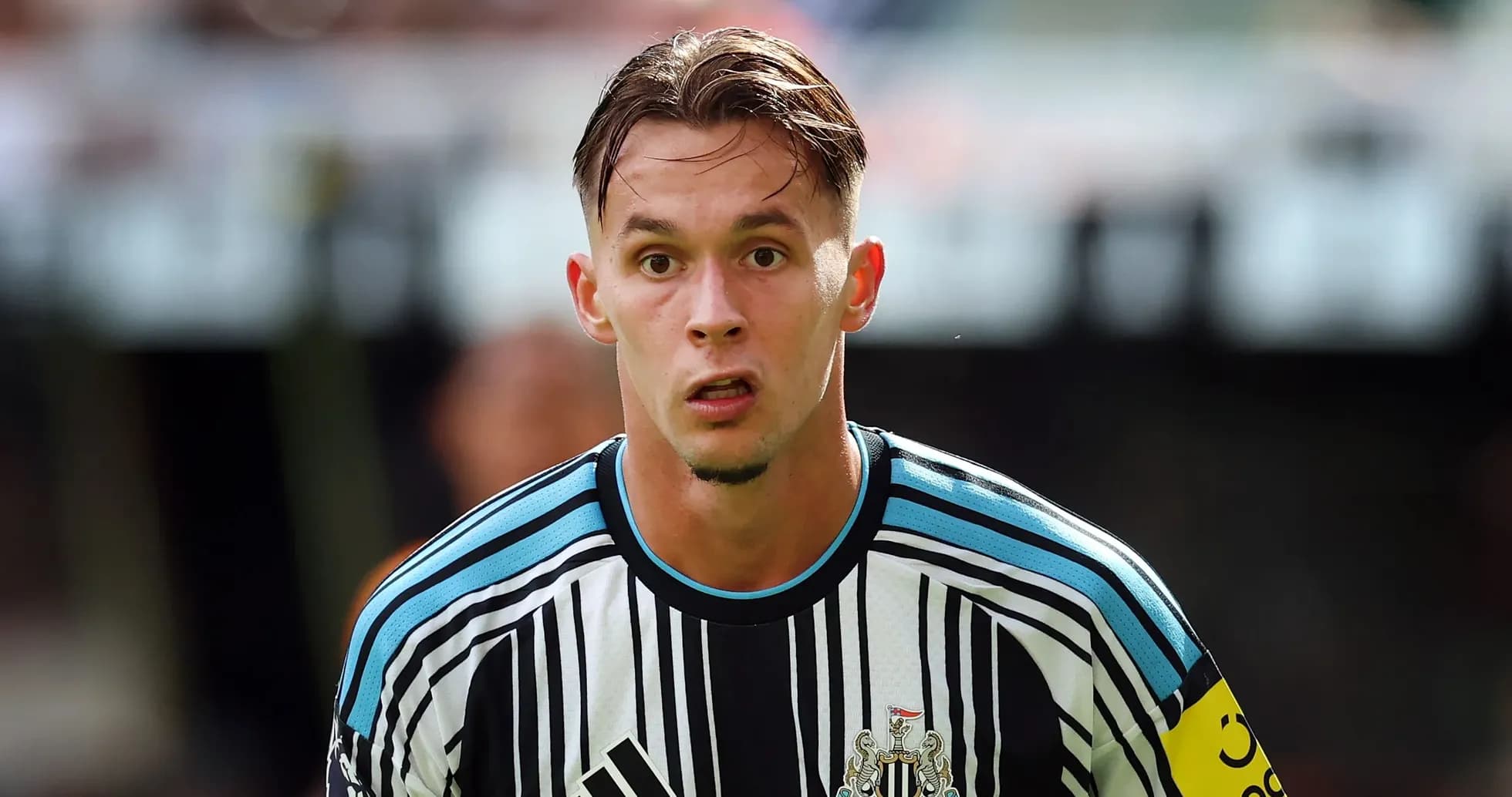 Newcastle United player focused during match Newcastle United player focused during match