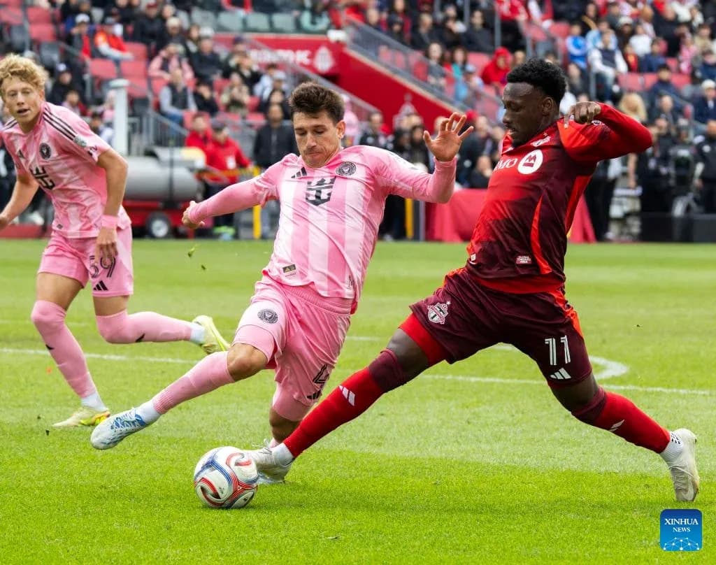 Inter Miami players competing against Toronto FC Inter Miami players competing against Toronto FC