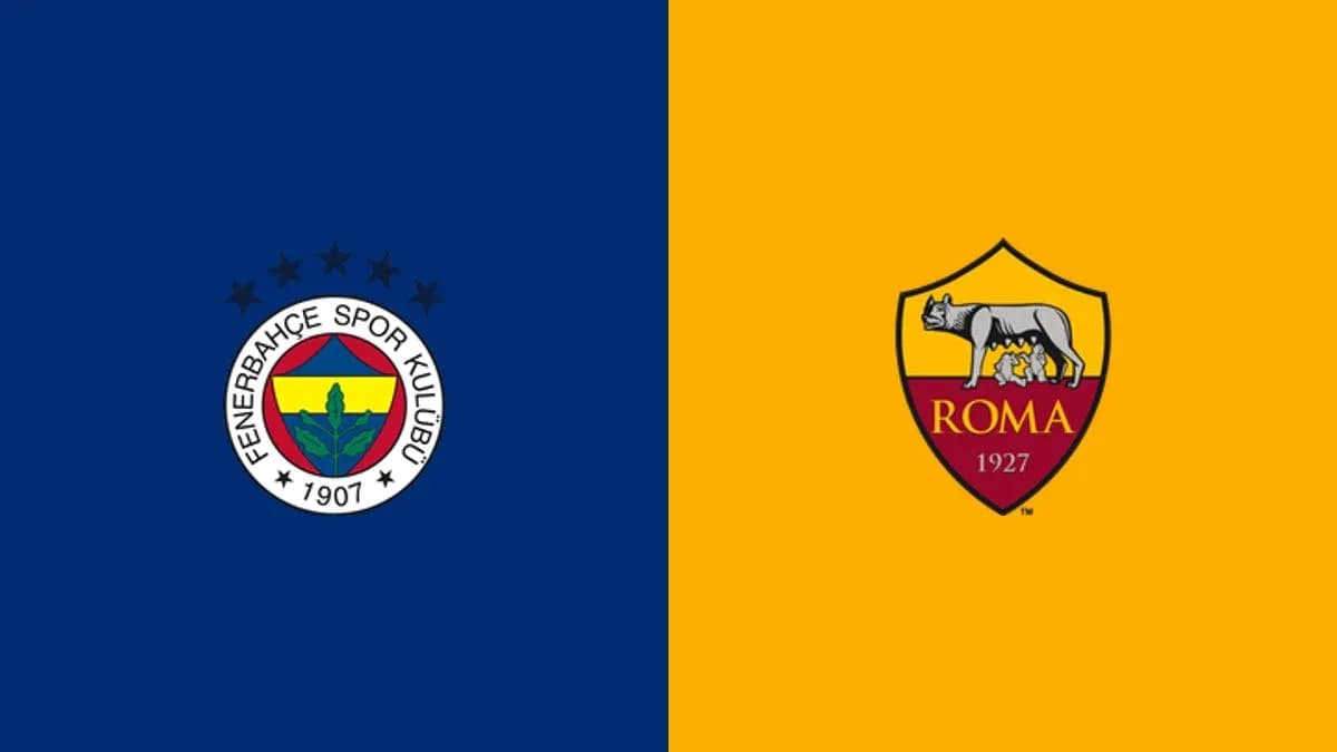 Logos of Fenerbahçe and AS Roma on colored backgrounds Logos of Fenerbahçe and AS Roma on colored backgrounds