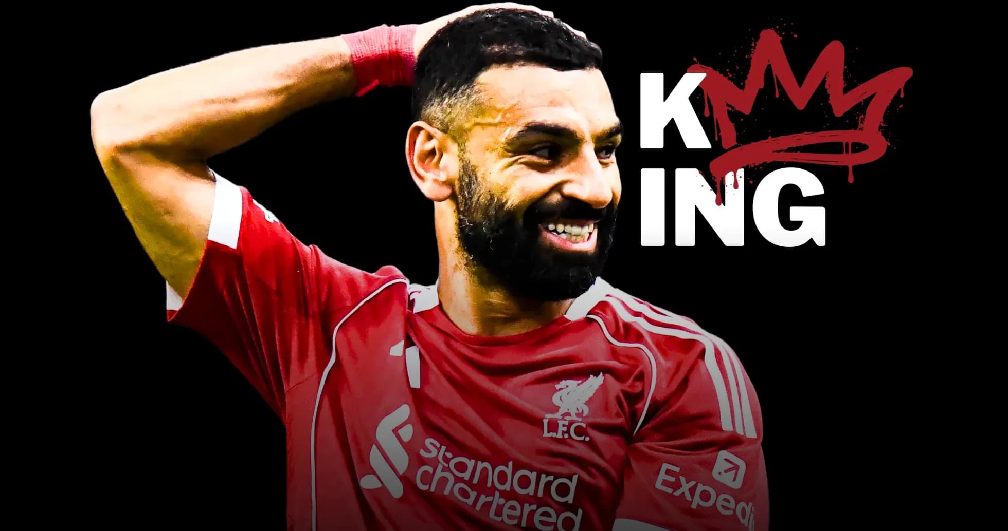 Mohamed Salah celebrating in Liverpool jersey Mohamed Salah celebrating in Liverpool jersey