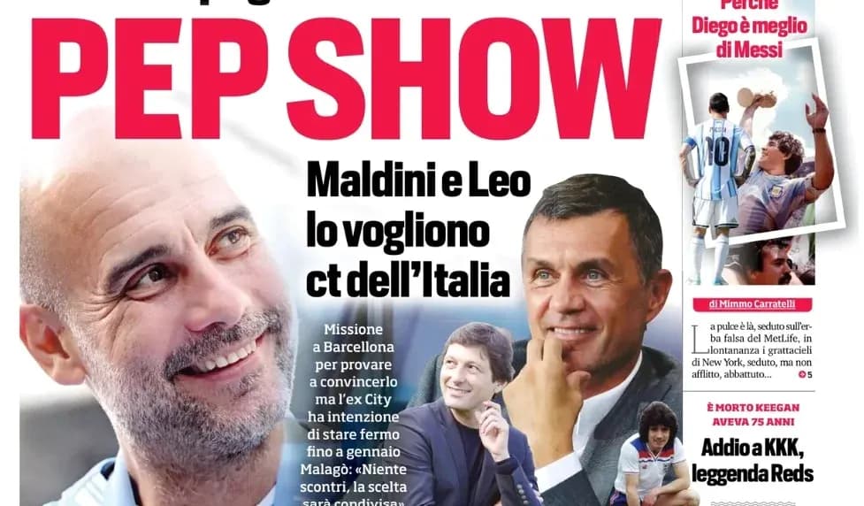 Sports magazine cover featuring Pep Guardiola and Paolo Maldini Sports magazine cover featuring Pep Guardiola and Paolo Maldini