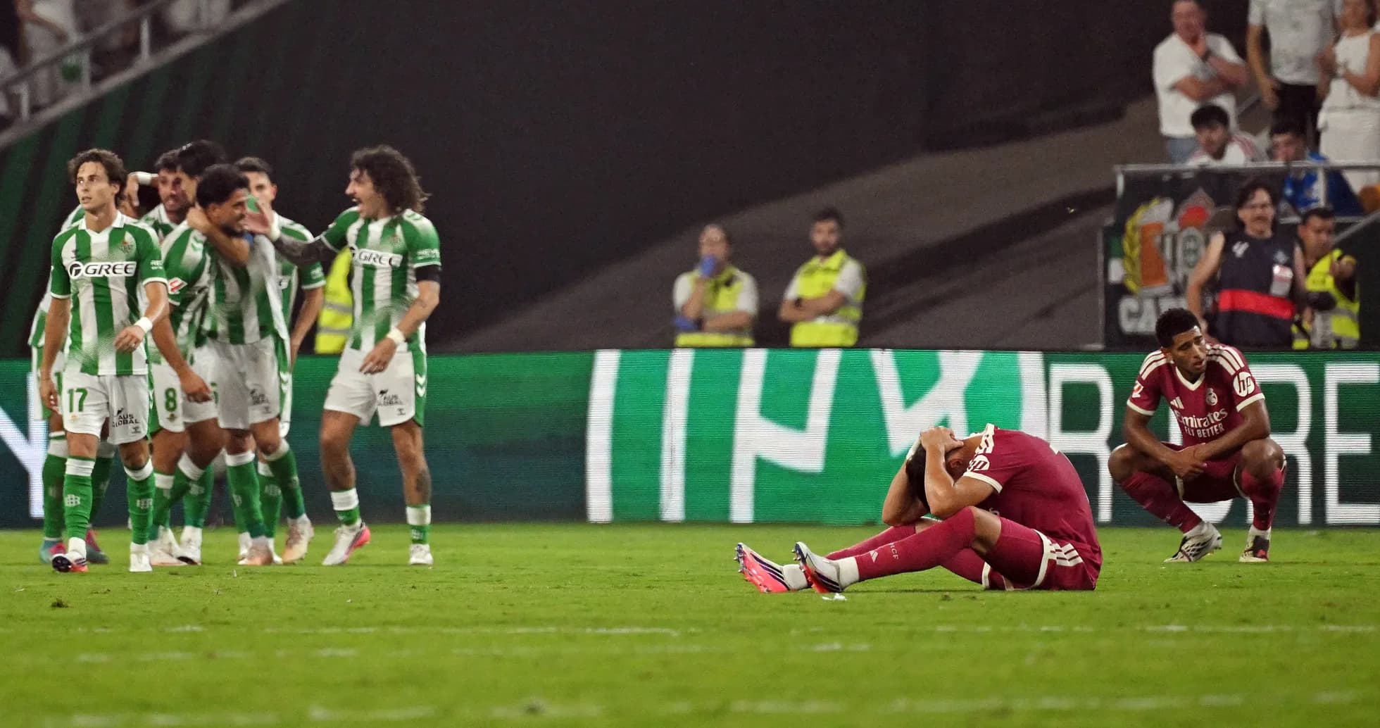 Players reacting after a goal during a match Players reacting after a goal during a match