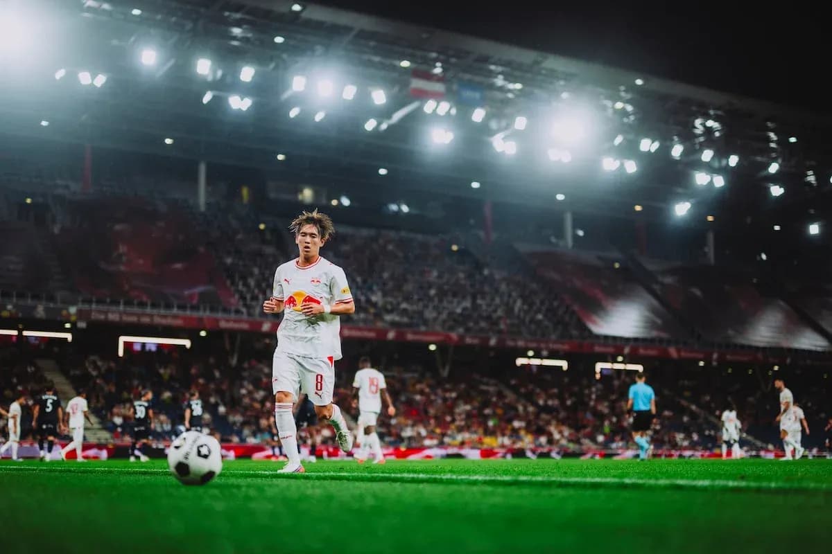 Red Bull Salzburg player on the field during match Red Bull Salzburg player on the field during match