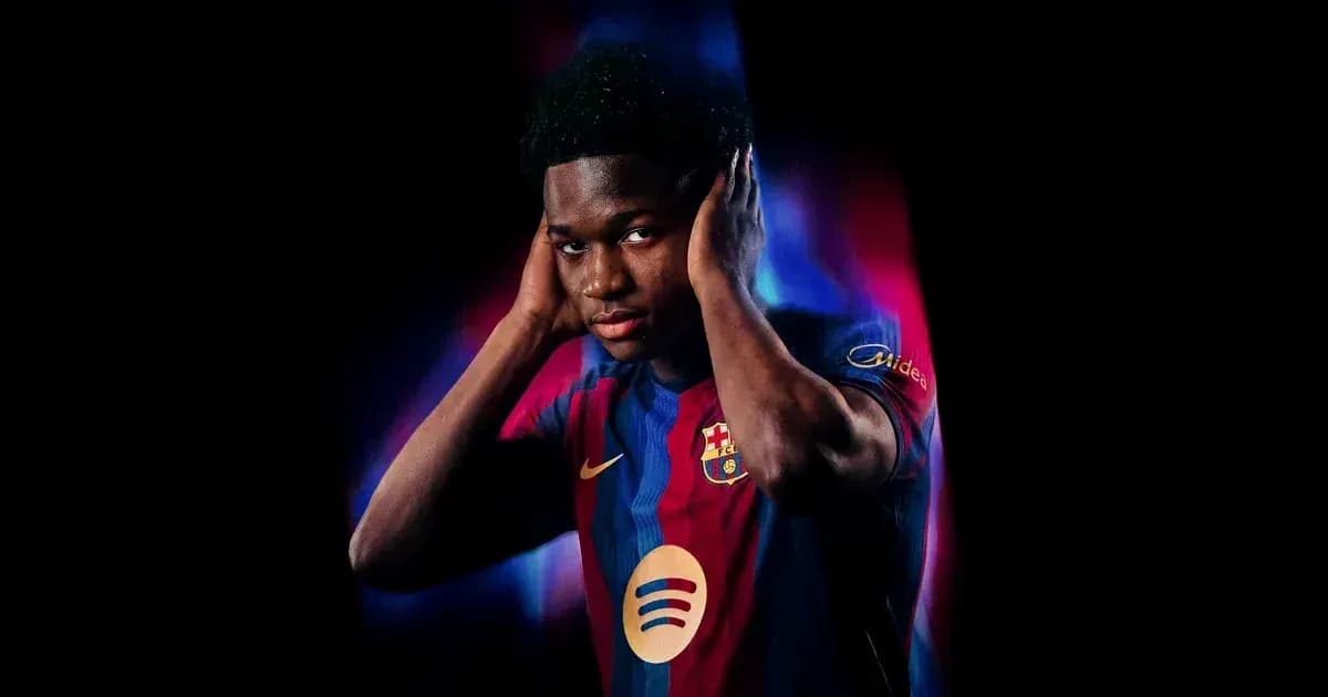 Player in Barcelona jersey with hands on head Player in Barcelona jersey with hands on head