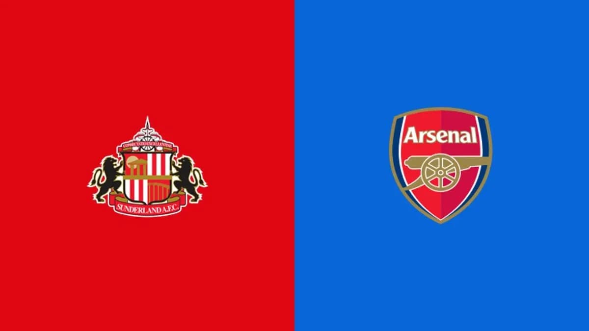 Logos of Sunderland A.F.C. and Arsenal on colored backgrounds Logos of Sunderland A.F.C. and Arsenal on colored backgrounds
