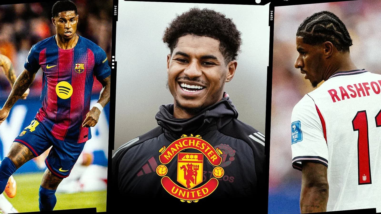 Marcus Rashford in Manchester United and England kits Marcus Rashford in Manchester United and England kits