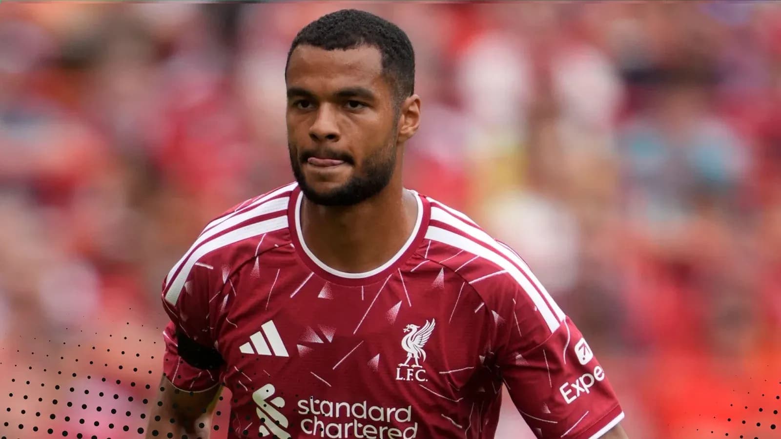 Player in Liverpool kit during match warm-up Player in Liverpool kit during match warm-up