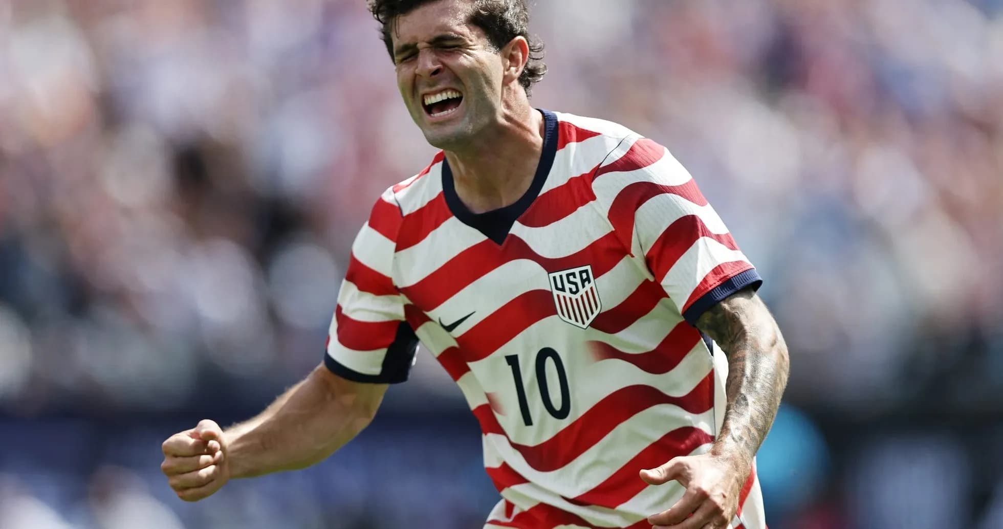 USA player celebrating during World Cup match USA player celebrating during World Cup match