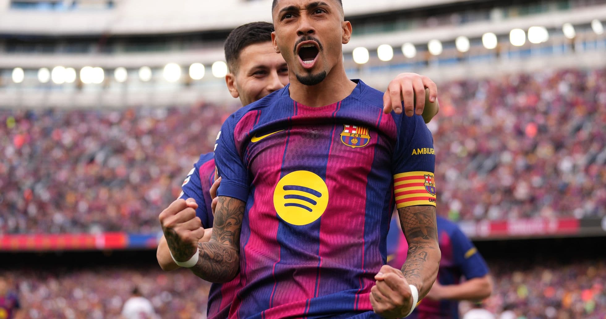 Barcelona player celebrating a goal during match Barcelona player celebrating a goal during match