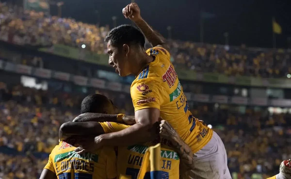 Tigres UANL players celebrating a goal Tigres UANL players celebrating a goal
