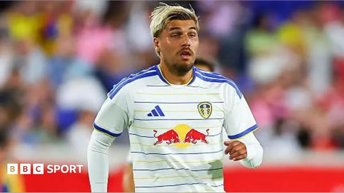 Player in Leeds United kit during match Player in Leeds United kit during match