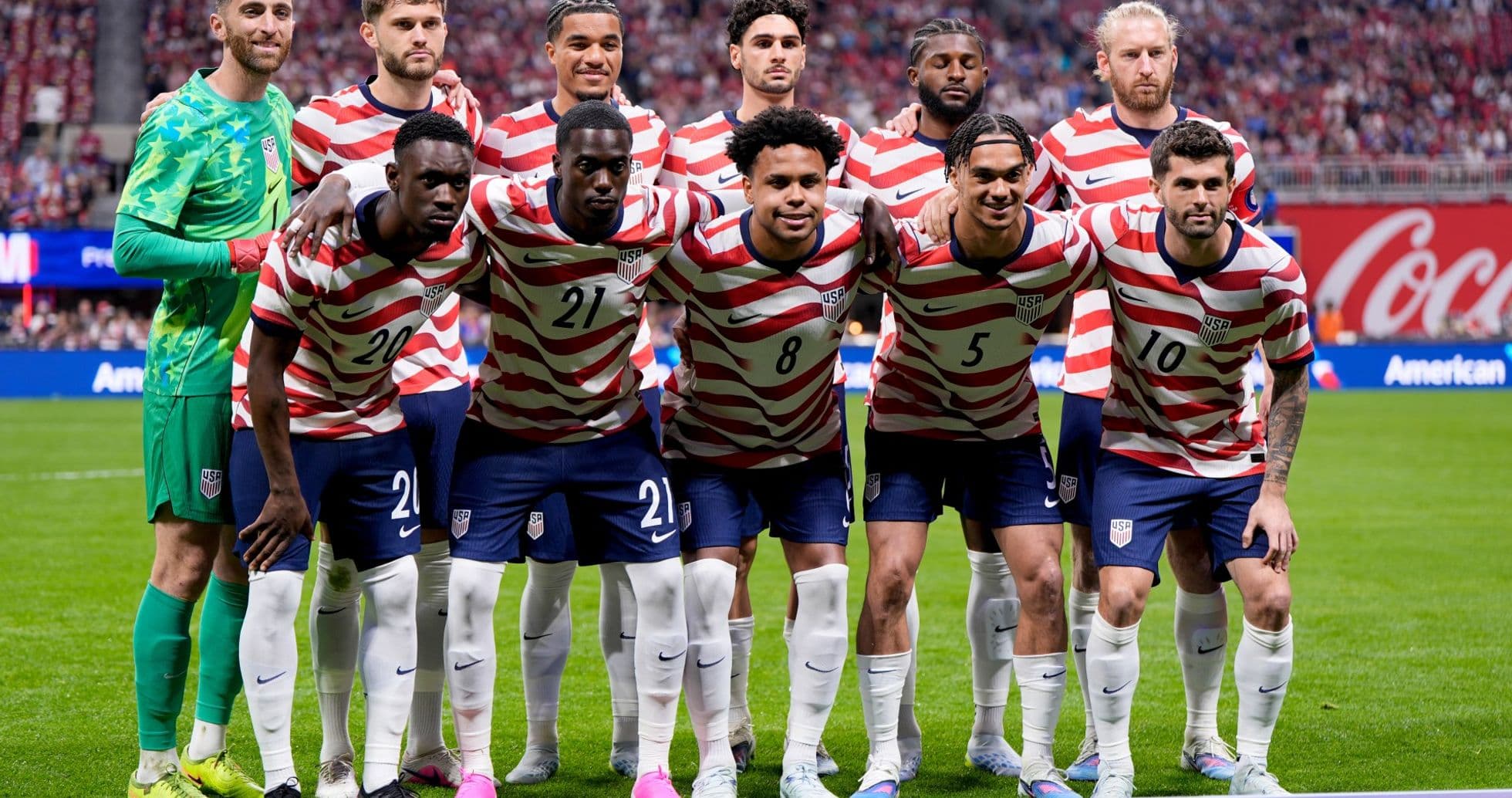 USA national team lineup before match USA national team lineup before match