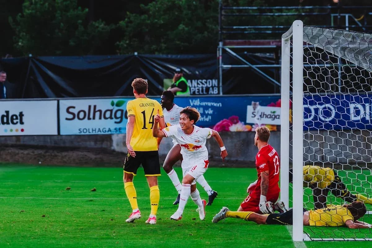 Player celebrating a goal during match Player celebrating a goal during match