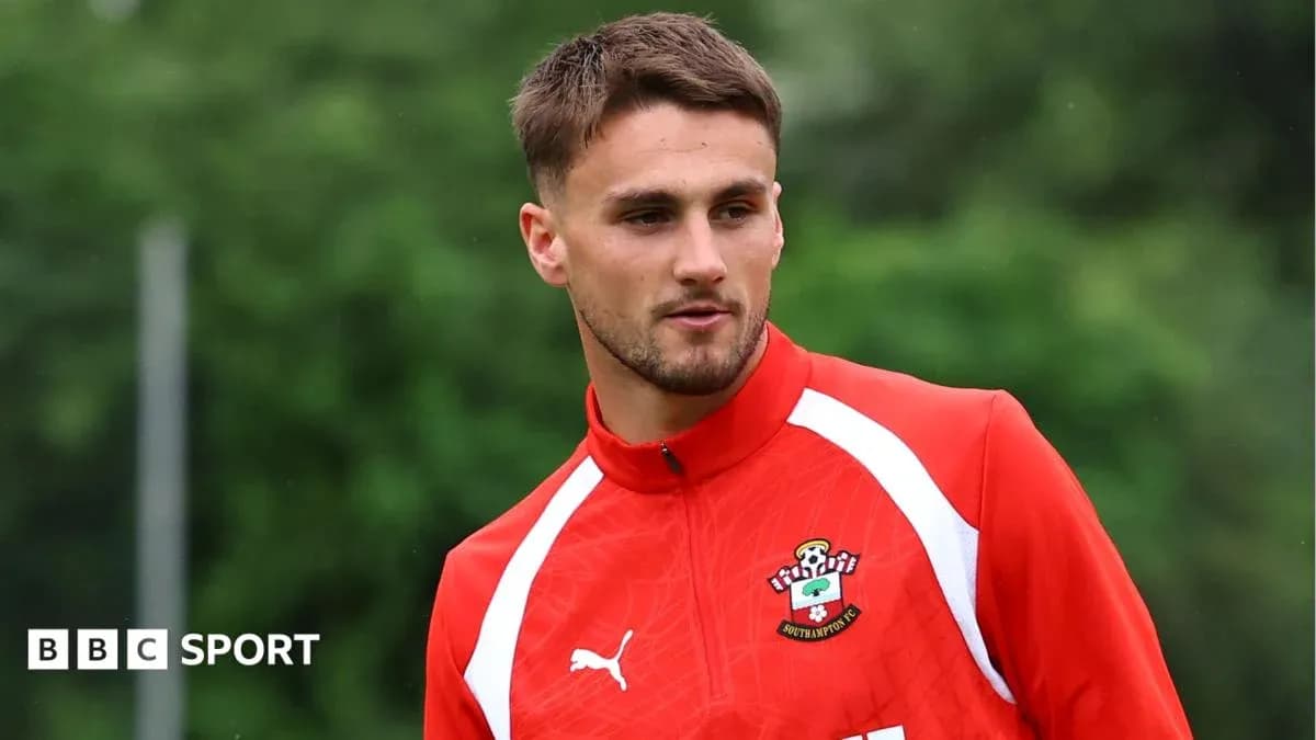 Player in Southampton FC training kit at practice Player in Southampton FC training kit at practice