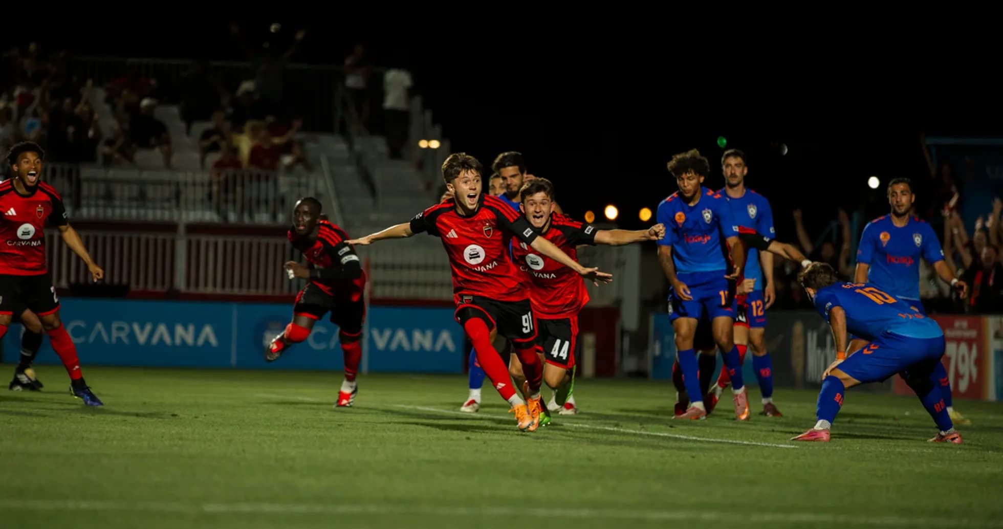Players celebrating goal during El Paso Locomotive match Players celebrating goal during El Paso Locomotive match
