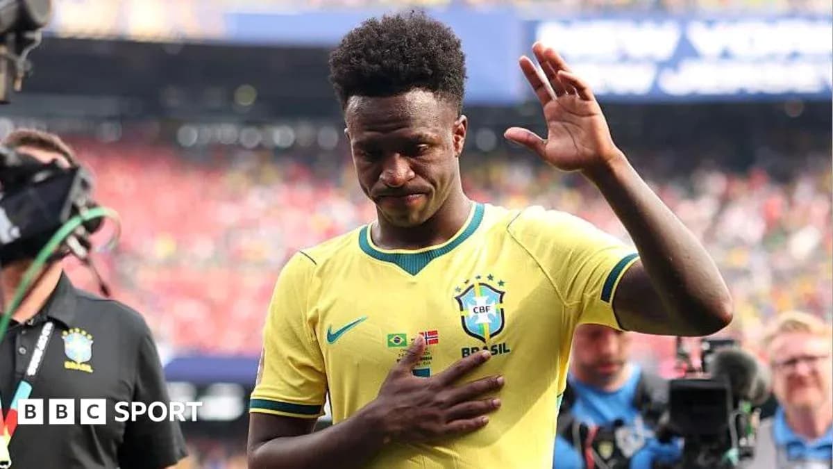 Player in Brazil jersey waving during match exit Player in Brazil jersey waving during match exit