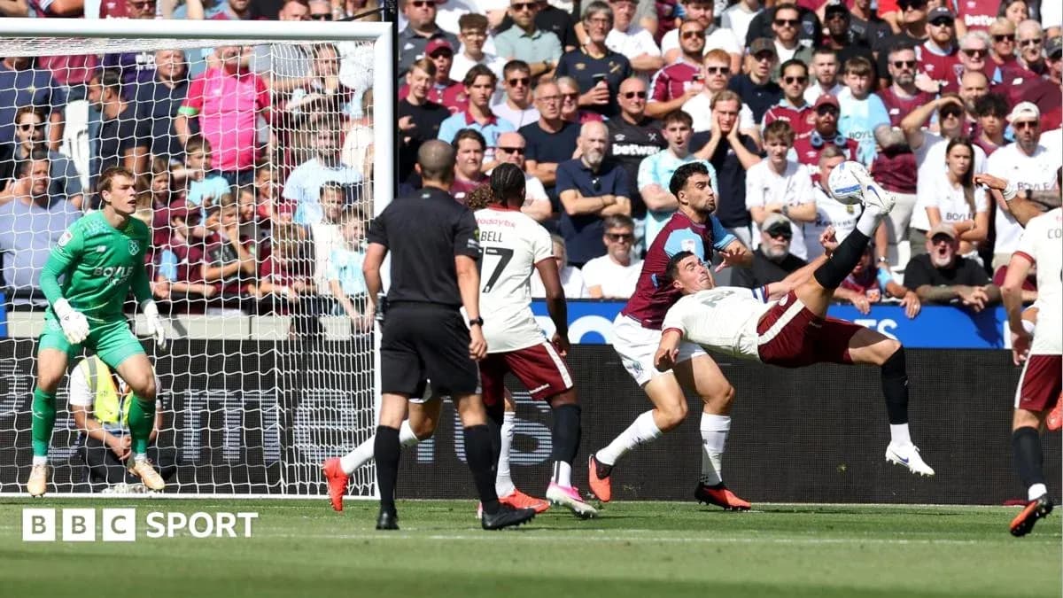 Player attempting an overhead kick near goal Player attempting an overhead kick near goal