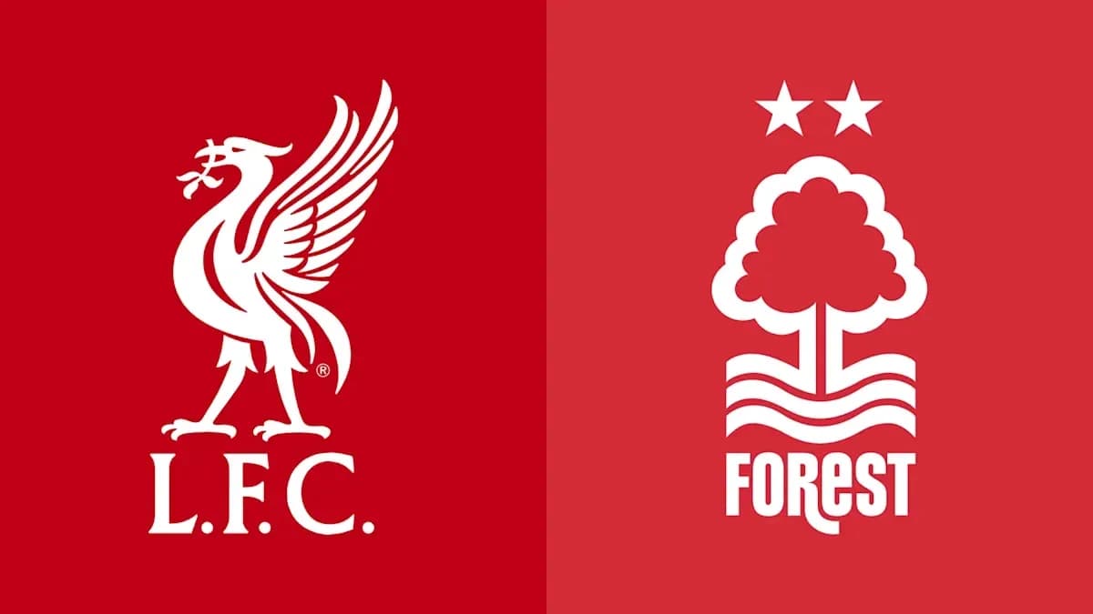 Logos of Liverpool and Nottingham Forest football clubs Logos of Liverpool and Nottingham Forest football clubs
