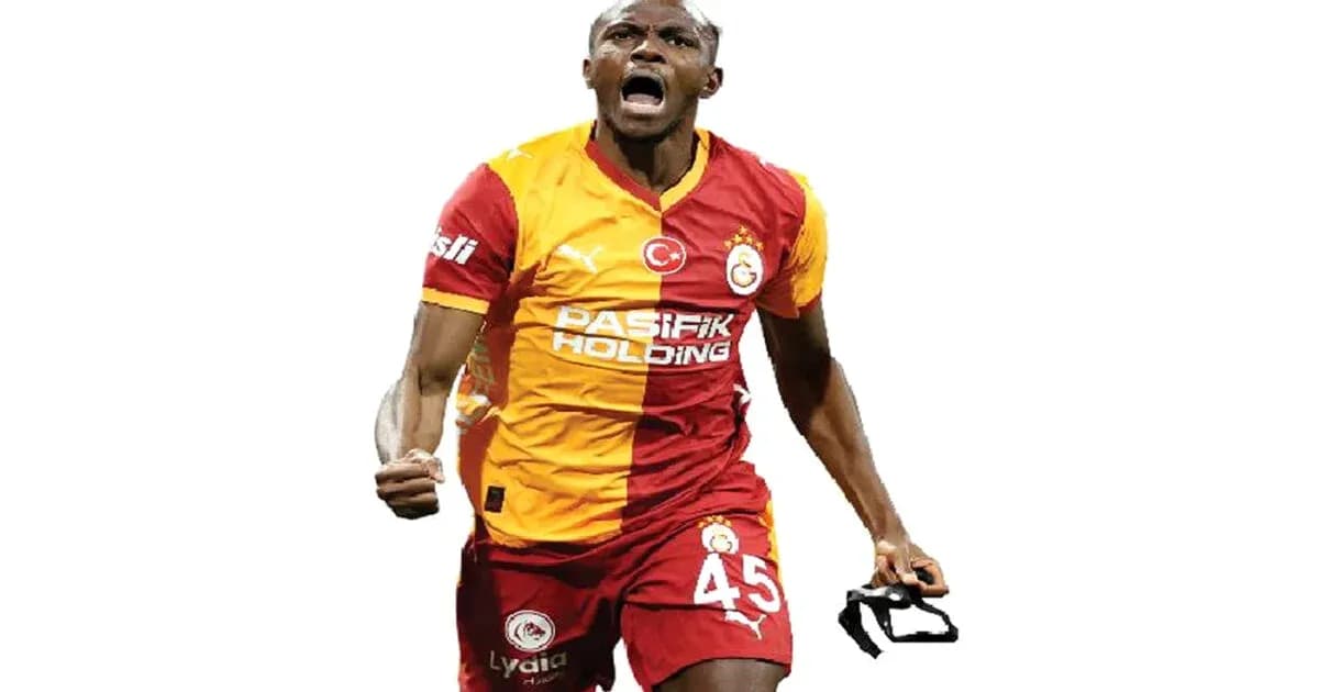 Player celebrating a goal in Galatasaray jersey Player celebrating a goal in Galatasaray jersey