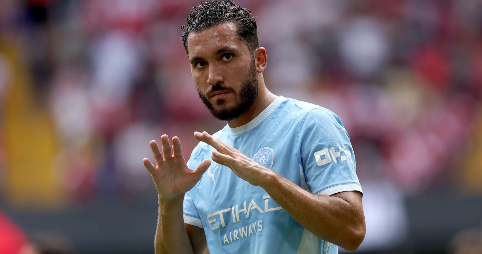 Player gesturing on the field during match Player gesturing on the field during match