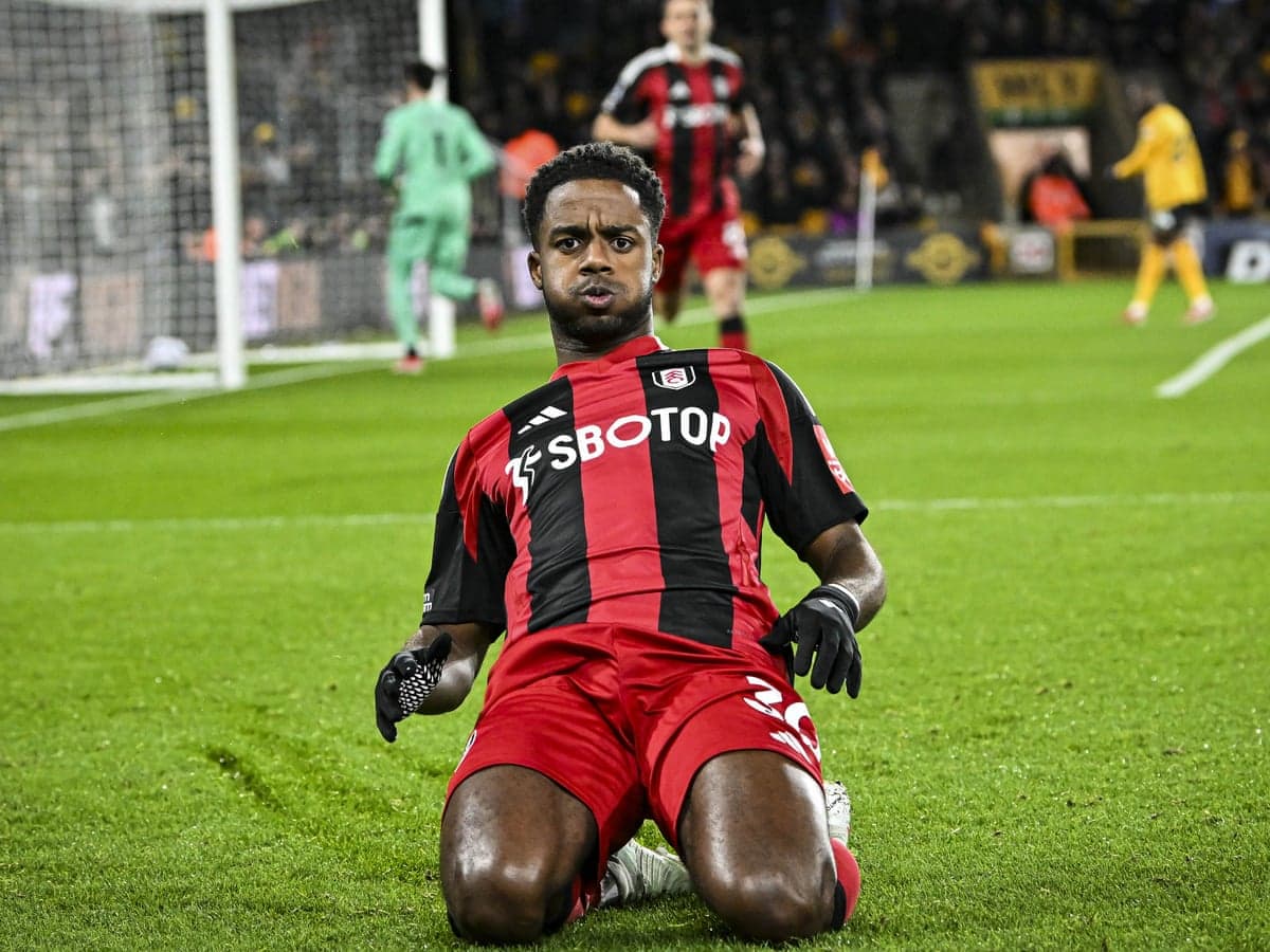 Fulham player celebrating after scoring a goal Fulham player celebrating after scoring a goal