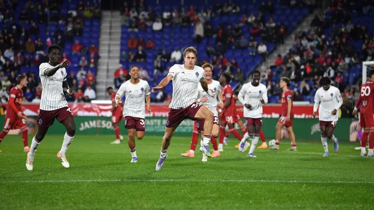 Colorado Rapids II players celebrating a goal Colorado Rapids II players celebrating a goal