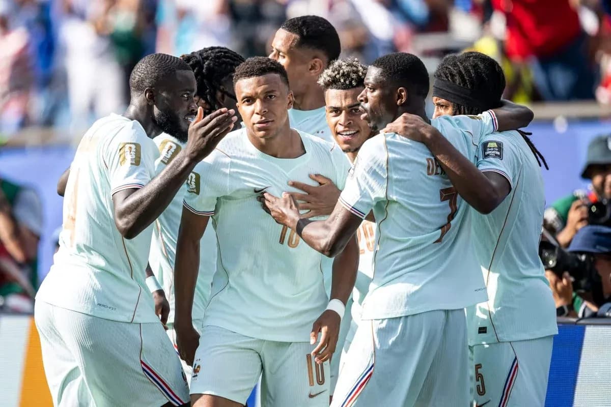 French players celebrating a goal during match French players celebrating a goal during match