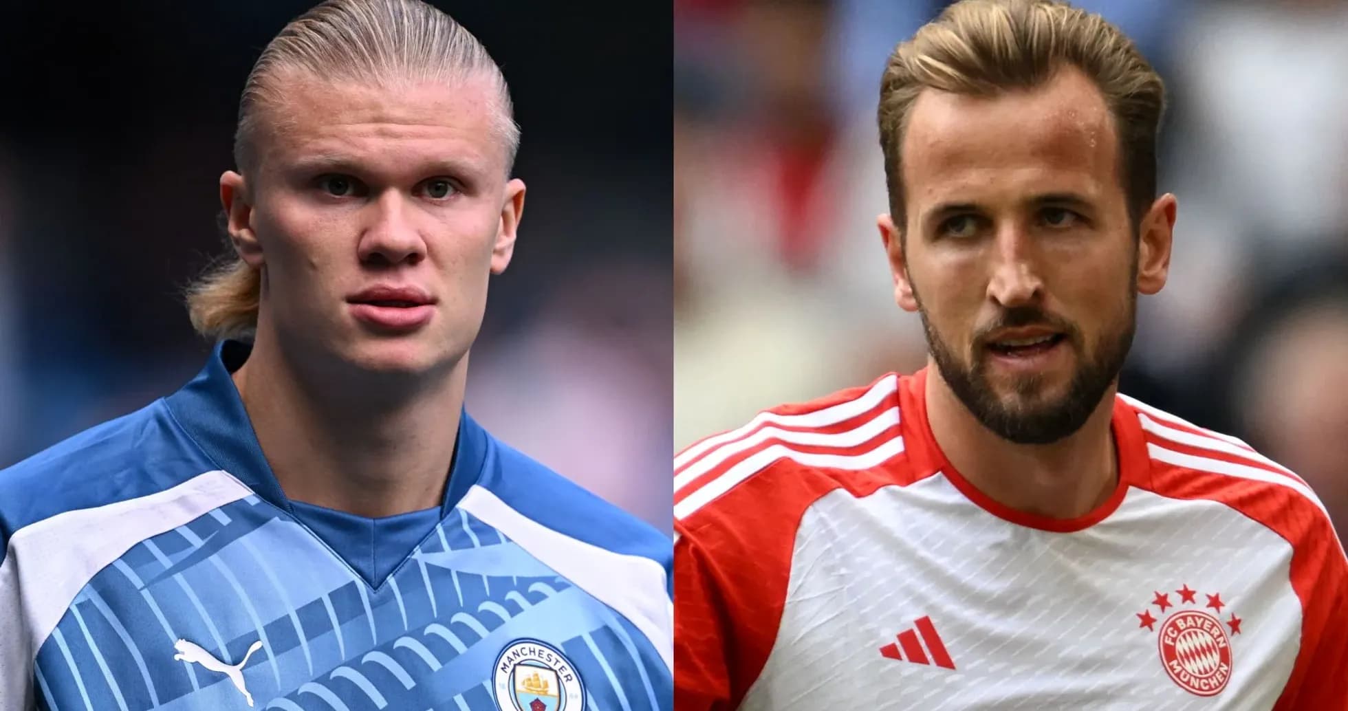 Erling Haaland and Harry Kane during match warm-up Erling Haaland and Harry Kane during match warm-up