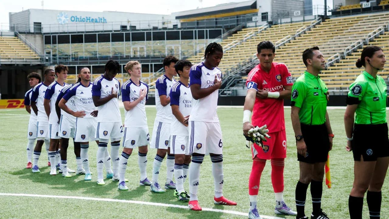 Orlando City II players lined up before match Orlando City II players lined up before match