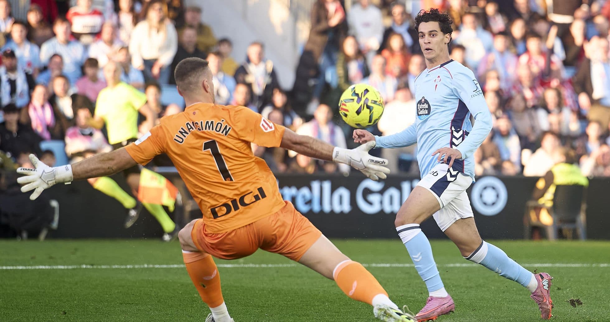 Celta Vigo goalkeeper saves shot during La Liga match Celta Vigo goalkeeper saves shot during La Liga match