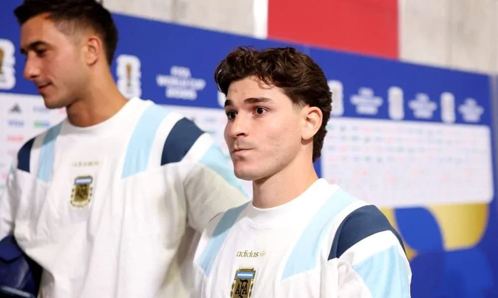 Two players in Argentina kits before a match Two players in Argentina kits before a match
