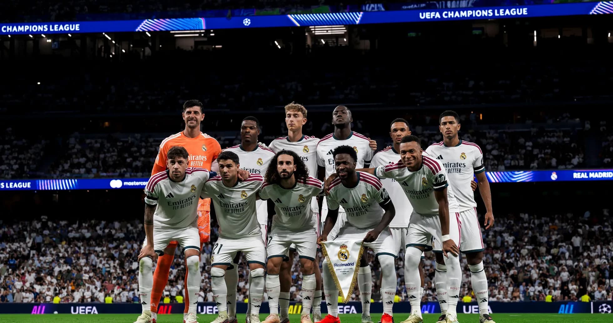 Real Madrid team posing before UEFA Champions League match Real Madrid team posing before UEFA Champions League match