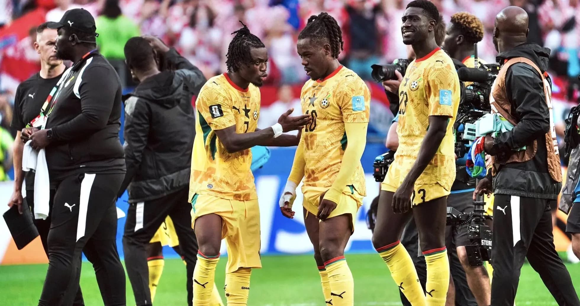 Ghana players celebrating during World Cup match Ghana players celebrating during World Cup match