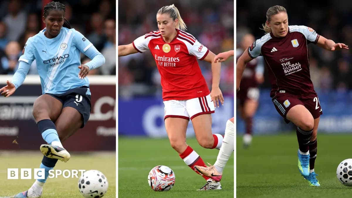 Three female football players in action during match Three female football players in action during match