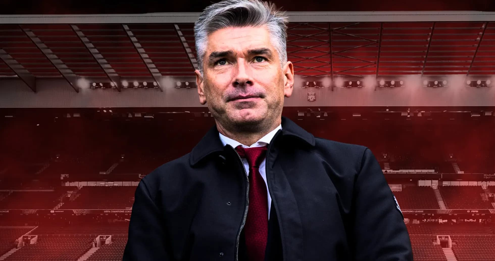 Coach standing in stadium with red background Coach standing in stadium with red background