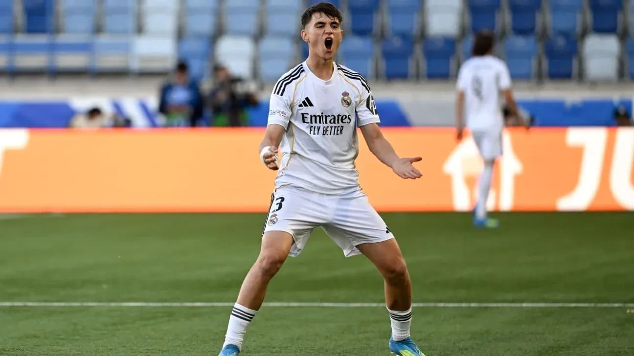 Player celebrating after scoring a goal for Real Madrid Player celebrating after scoring a goal for Real Madrid