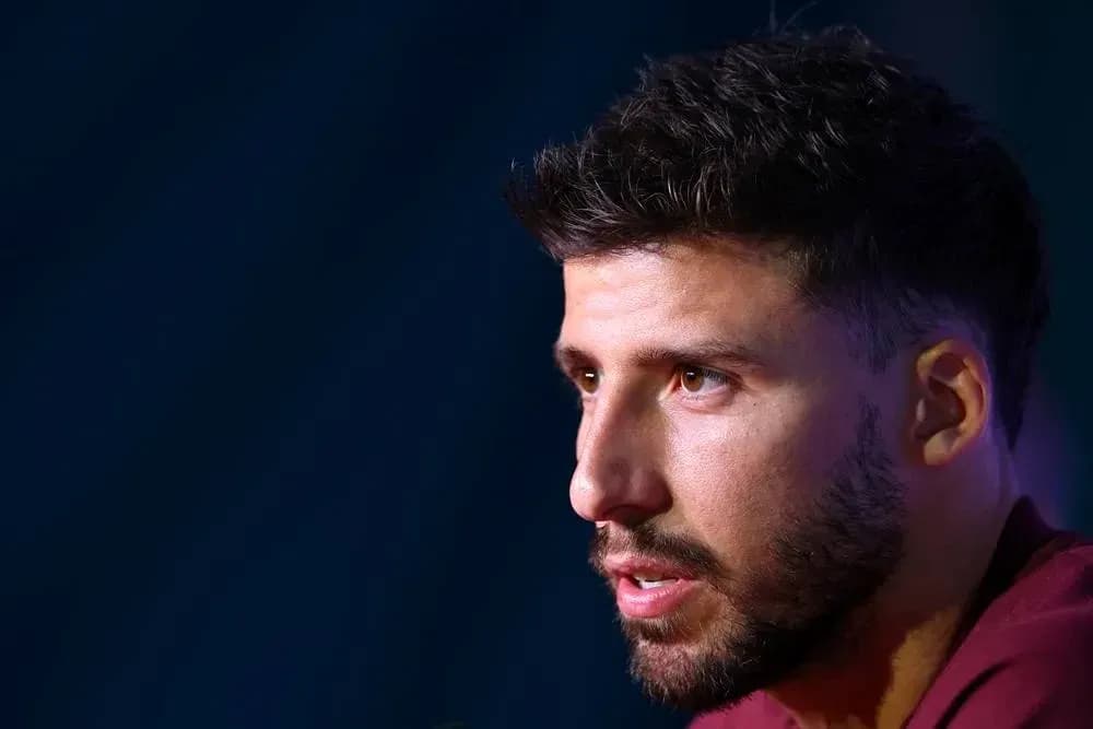 Player speaking during a press conference Player speaking during a press conference
