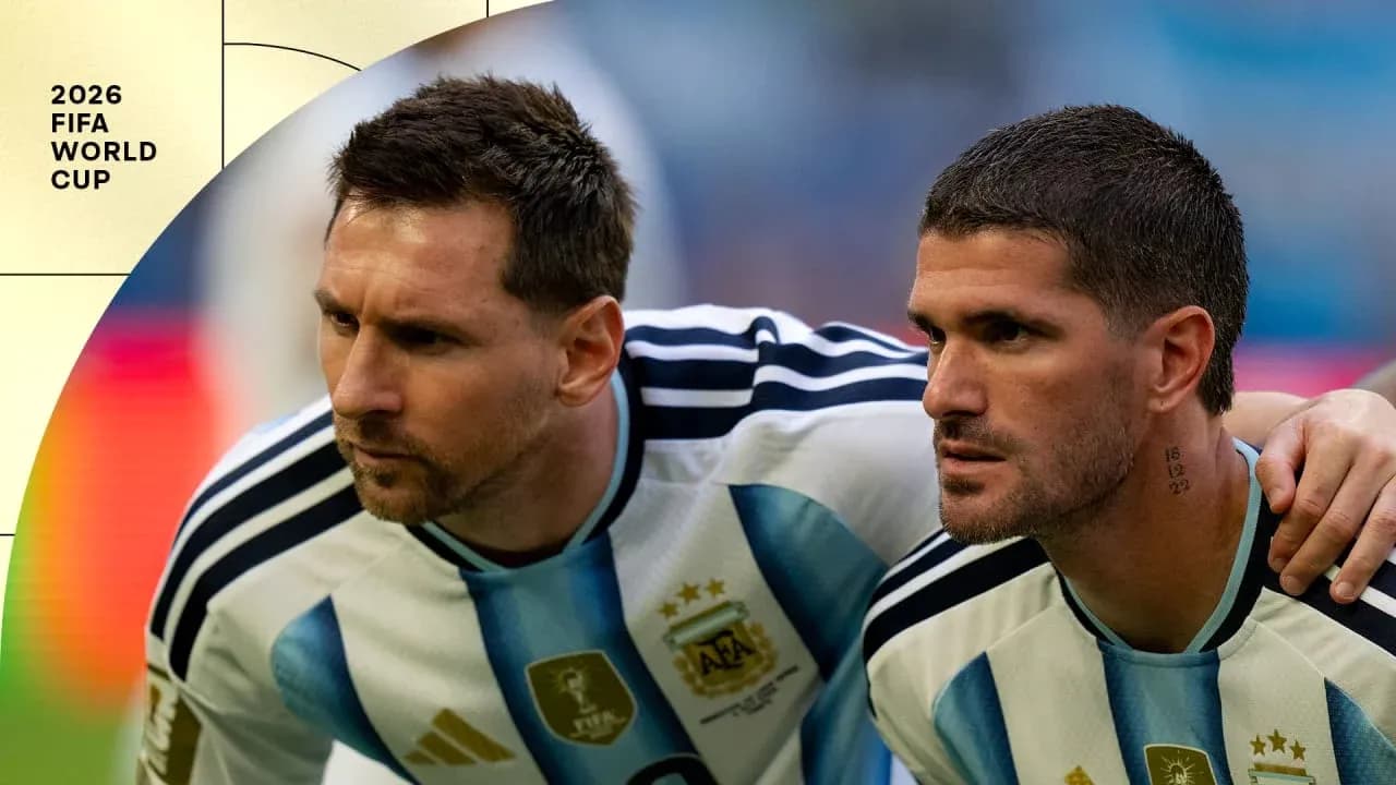 Lionel Messi and teammate during World Cup match Lionel Messi and teammate during World Cup match