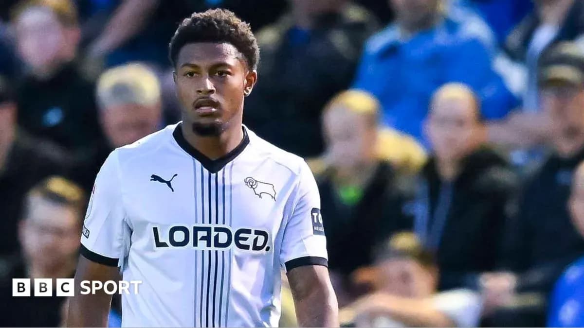 Player in Derby County kit during match Player in Derby County kit during match