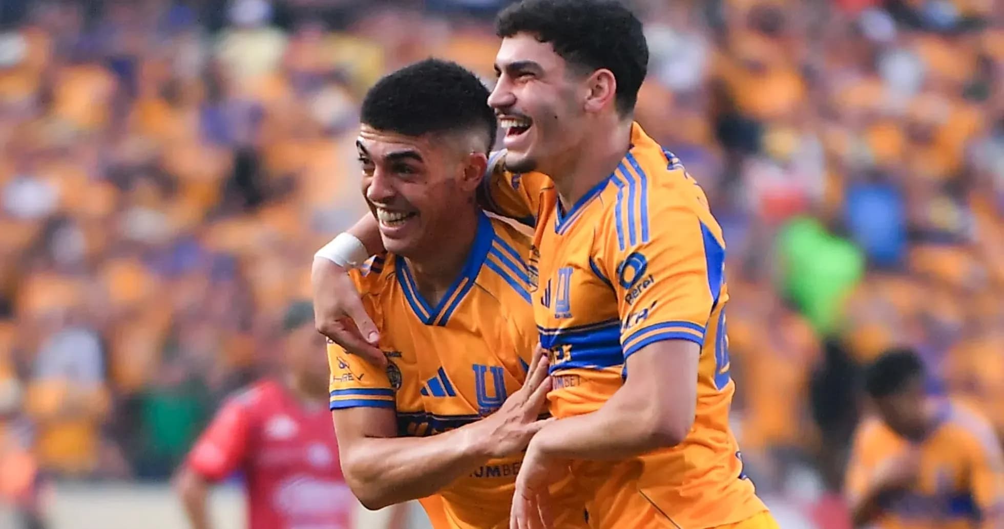 Tigres UANL players celebrating a goal Tigres UANL players celebrating a goal