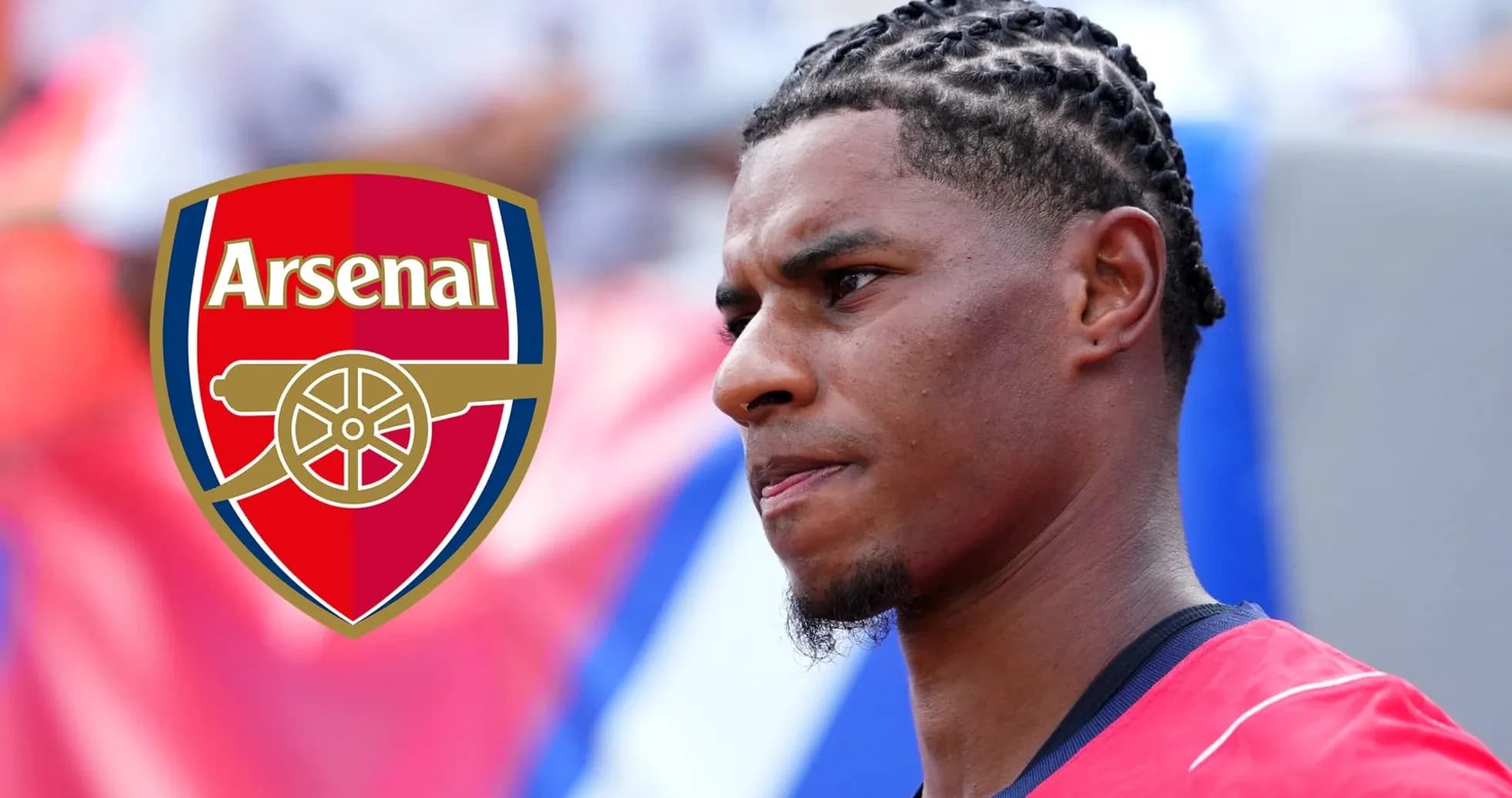 Player in Arsenal kit with braided hairstyle Player in Arsenal kit with braided hairstyle