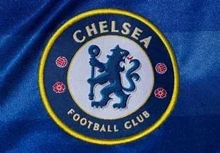 Chelsea Football Club logo on blue fabric Chelsea Football Club logo on blue fabric
