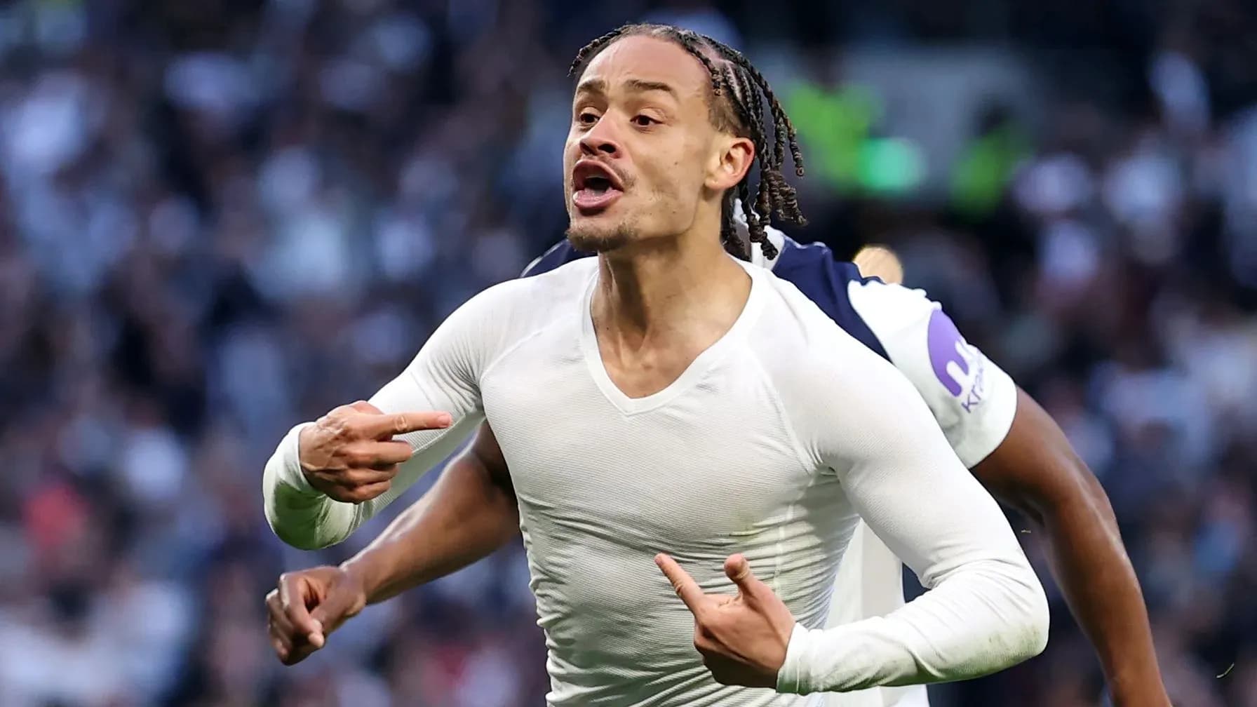 Player celebrating a goal with passionate gesture Player celebrating a goal with passionate gesture