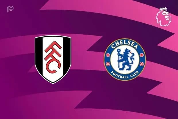 Fulham and Chelsea club logos on purple background Fulham and Chelsea club logos on purple background