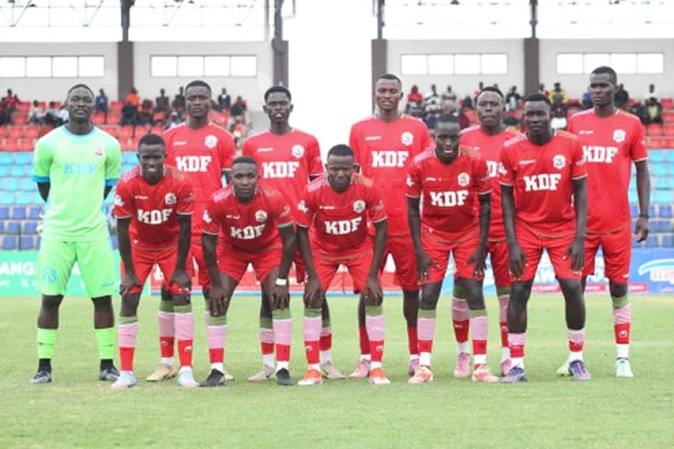 KDF football team posing for a group photo KDF football team posing for a group photo