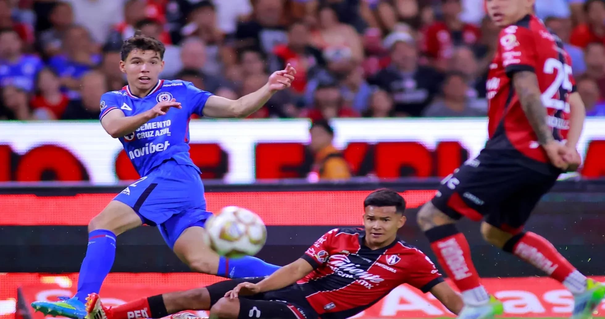 Cruz Azul player passing the ball during match Cruz Azul player passing the ball during match
