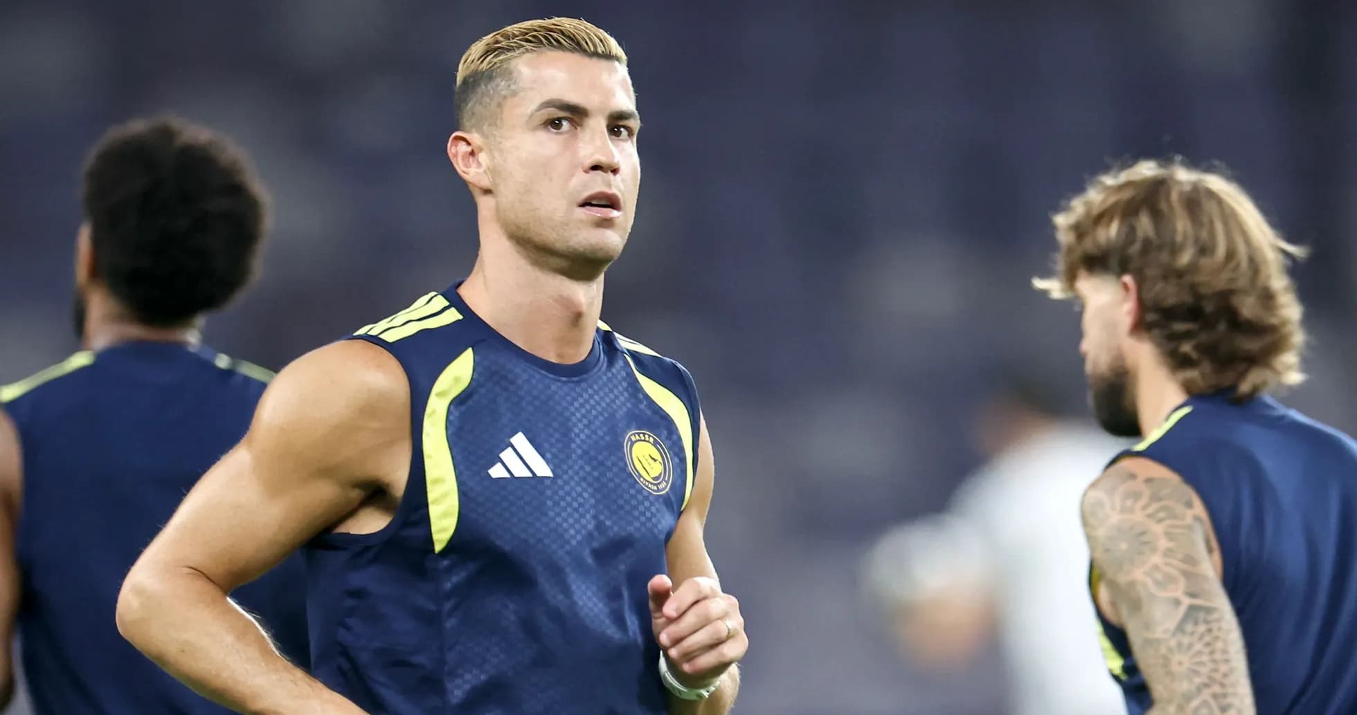 Cristiano Ronaldo training with teammates before match Cristiano Ronaldo training with teammates before match