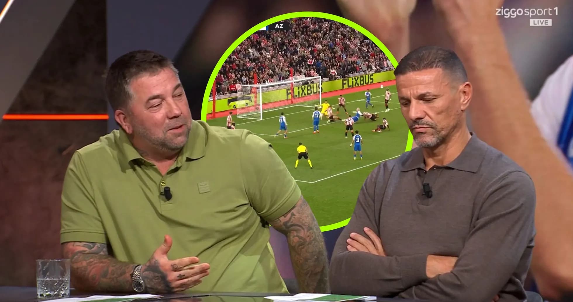 Analysts discussing match highlights on sports program Analysts discussing match highlights on sports program