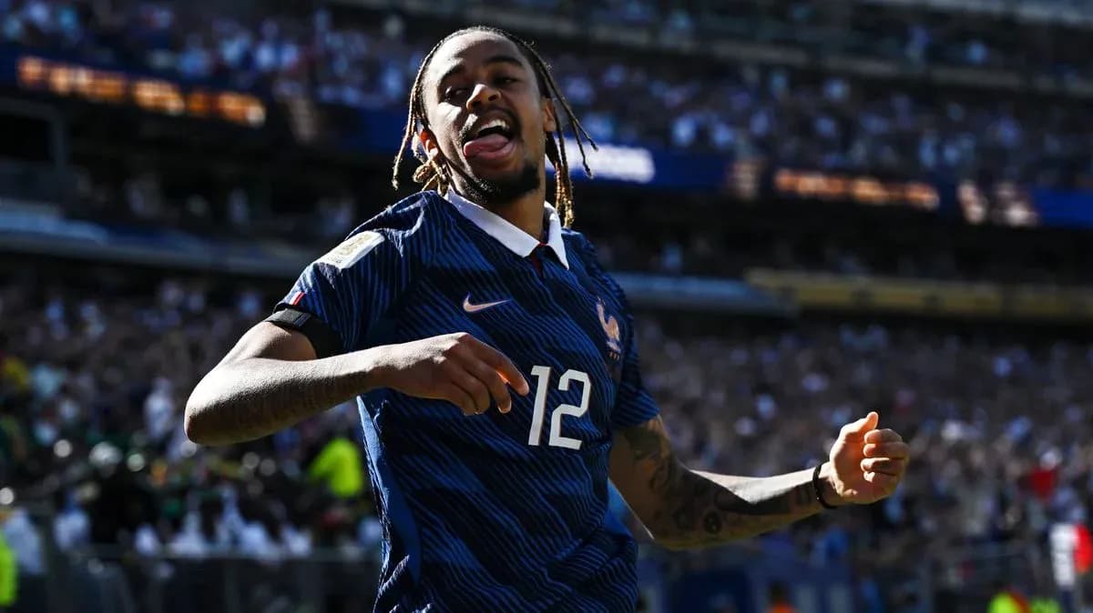 Player celebrating during a match for France Player celebrating during a match for France